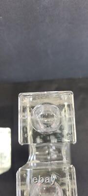 Vintage Dansk Art Glass Ice Cube Castle Candle Holders Candlestick Mid Century