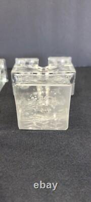Vintage Dansk Art Glass Ice Cube Castle Candle Holders Candlestick Mid Century