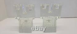 Vintage Dansk Art Glass Ice Cube Castle Candle Holders Candlestick Mid Century