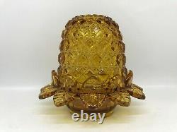 Vintage Deep Amber Glass-Fairy Lamp With Embossed Diamonds-Stunning & Rare