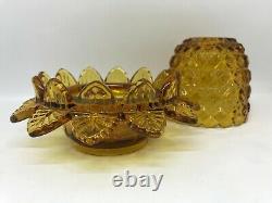 Vintage Deep Amber Glass-Fairy Lamp With Embossed Diamonds-Stunning & Rare