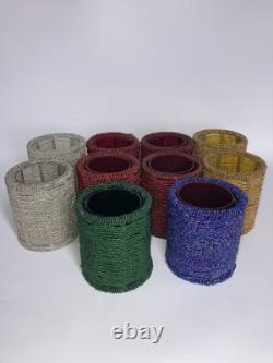 Vintage Dept 56 Glass Bead Candle Holders With Glass Inserts Set 10 Excellent