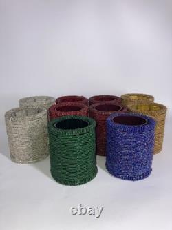Vintage Dept 56 Glass Bead Candle Holders With Glass Inserts Set 10 Excellent