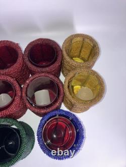 Vintage Dept 56 Glass Bead Candle Holders With Glass Inserts Set 10 Excellent