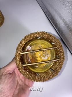 Vintage Dept 56 Glass Bead Candle Holders With Glass Inserts Set 10 Excellent