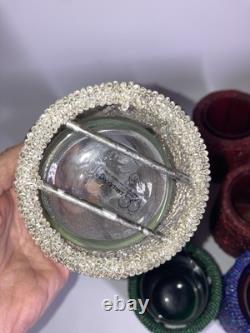 Vintage Dept 56 Glass Bead Candle Holders With Glass Inserts Set 10 Excellent