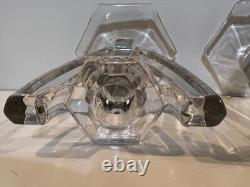 Vintage EAPG Pair of Clear Art Glass Chippendale Candlesticks