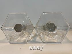 Vintage EAPG Pair of Clear Art Glass Chippendale Candlesticks