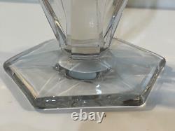 Vintage EAPG Pair of Clear Art Glass Chippendale Candlesticks
