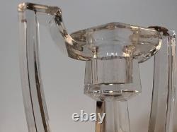 Vintage EAPG Pair of Clear Art Glass Chippendale Candlesticks