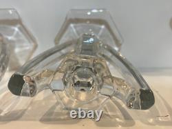 Vintage EAPG Pair of Clear Art Glass Chippendale Candlesticks