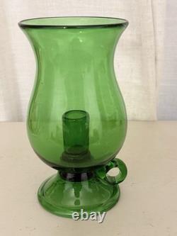 Vintage Empoli Italian Green Glass Hurricane Candle Holder Mid Century Modern 8