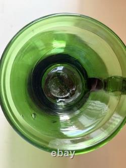 Vintage Empoli Italian Green Glass Hurricane Candle Holder Mid Century Modern 8