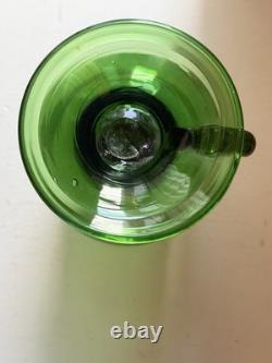 Vintage Empoli Italian Green Glass Hurricane Candle Holder Mid Century Modern 8