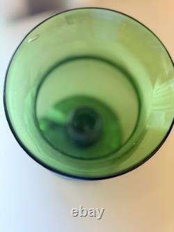 Vintage Empoli Italian Green Glass Hurricane Candle Holder Mid Century Modern 8