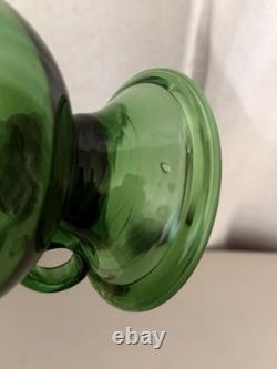Vintage Empoli Italian Green Glass Hurricane Candle Holder Mid Century Modern 8