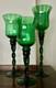 Vintage Empoli Italy Green Glass Pedestal Ribbed Twisted Candle Holders
