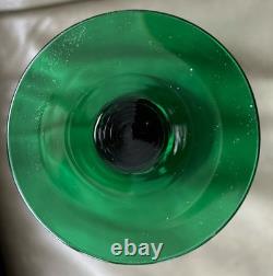 Vintage Empoli Italy Green Glass Pedestal Ribbed Twisted Candle Holders