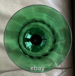 Vintage Empoli Italy Green Glass Pedestal Ribbed Twisted Candle Holders