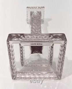 Vintage FOSTORIA Glass AMERICAN Pattern 7 Square Step CANDLE HOLDER Purple Tint