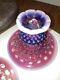 Vintage Fenton Art Glass Purple Plum Opalescent Hobnail Candle Stick Holders
