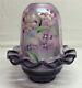 Vintage Fenton Carnival Glass Purple Amethyst Flowers Candle Holder Fairy Lamp