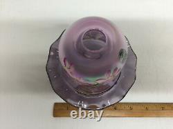 Vintage Fenton Carnival Glass Purple Amethyst Flowers Candle Holder Fairy Lamp