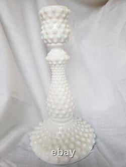 Vintage Fenton Hobnail White Glass Candle Holder Set