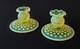 Vintage Fenton Topaz Vaseline Opalescent Hobnail Candle Holders