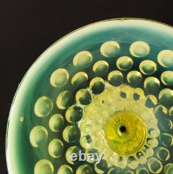 Vintage Fenton Topaz Vaseline Opalescent Hobnail Candle Holders