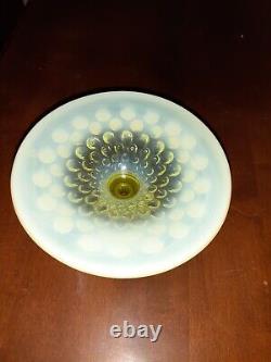 Vintage Fenton Vaseline Uranium Hobnail Glass Candle Stick Holders