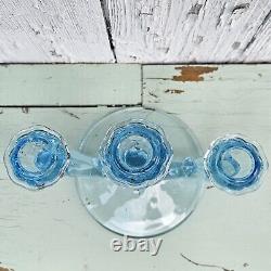 Vintage Fostoria Baroque Aqua Blue 6 3-lite Candle Holders Set of 2