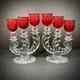 Vintage Fostoria Plume Crystal 3 Arm Candelabras Pair Hurricane Candle Holders
