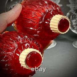 Vintage Fostoria Plume Crystal 3 Arm Candelabras Pair Hurricane Candle Holders