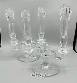 Vintage Fostoria Table Charm Crystal Set 4 Peg Vases & 2 Double Candle Holders