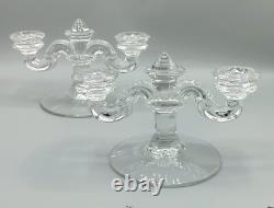 Vintage Fostoria Table Charm Crystal Set 4 Peg Vases & 2 Double Candle Holders