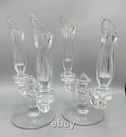 Vintage Fostoria Table Charm Crystal Set 4 Peg Vases & 2 Double Candle Holders