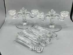 Vintage Fostoria Table Charm Crystal Set 4 Peg Vases & 2 Double Candle Holders