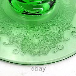 Vintage Fostoria Uranium Glass Candlesticks Candle Holders Pair Seville Etched