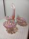 Vintage Fostorial Heirloom Pink Opalescent 5 Pc Candle Holder Epergne