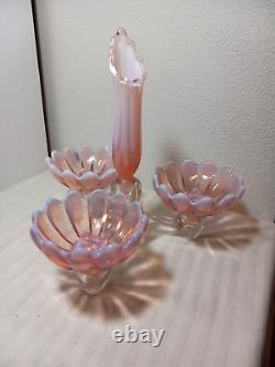 Vintage Fostorial Heirloom Pink Opalescent 5 Pc Candle Holder Epergne