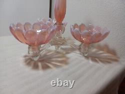 Vintage Fostorial Heirloom Pink Opalescent 5 Pc Candle Holder Epergne