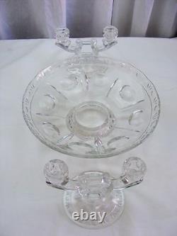 Vintage Glass Bowl & Candleabra Candle Holder Set 3 Pieces Table Decoration