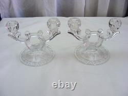 Vintage Glass Bowl & Candleabra Candle Holder Set 3 Pieces Table Decoration