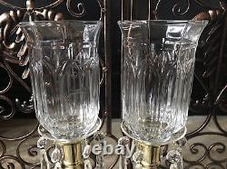 Vintage Glass Brass Candle Holders Pair Interchangeable Look Hollywood Regency