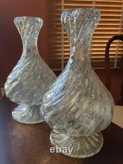 Vintage Glass Candlestick Holders. Very Heavy Glass. Rare Style & Hard To Find