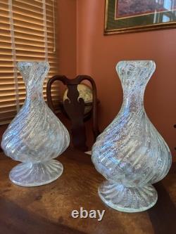 Vintage Glass Candlestick Holders. Very Heavy Glass. Rare Style & Hard To Find