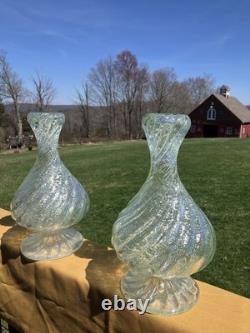 Vintage Glass Candlestick Holders. Very Heavy Glass. Rare Style & Hard To Find