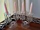 Vintage Glass Candlestick Pair With Bobeches, Full Set Of Original Glass Prisms