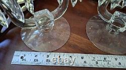 Vintage Glass Candlestick Pair with Bobeches, full set of original glass prisms